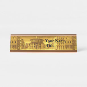Porte-nom Pour Bureau VILLE IDÉALE, Architecture Renaissance / Jaune or