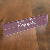 Porte-nom Pour Bureau Vin De Plum Bourgogne Screté Script Cursif (Taille)