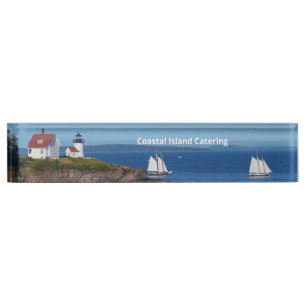 Porte-nom Pour Bureau Vintage voyage Blue Ocean Lighthouse Maine Sail