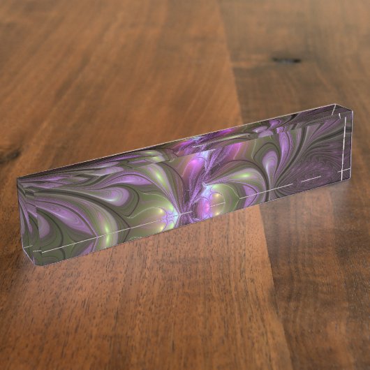 Porte-nom Pour Bureau Violet Abstrait violet violet kaki fractal (Taille)