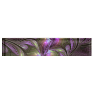Porte-nom Pour Bureau Violet Abstrait violet violet kaki fractal
