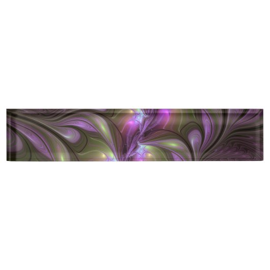 Porte-nom Pour Bureau Violet Abstrait violet violet kaki fractal (Devant)