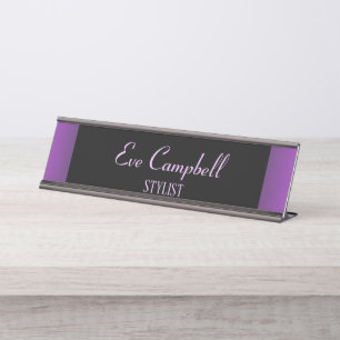 Porte-nom Pour Bureau Violet et noir minimaliste