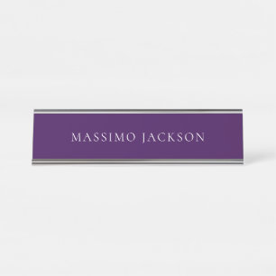 Porte-nom Pour Bureau Violet foncé minimaliste uni moderne