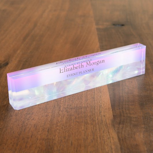 Porte-nom Pour Bureau Violet holographique cool tendance (Taille)