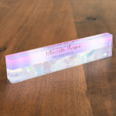 Porte-nom Pour Bureau Violet holographique tendance cool (Taille)