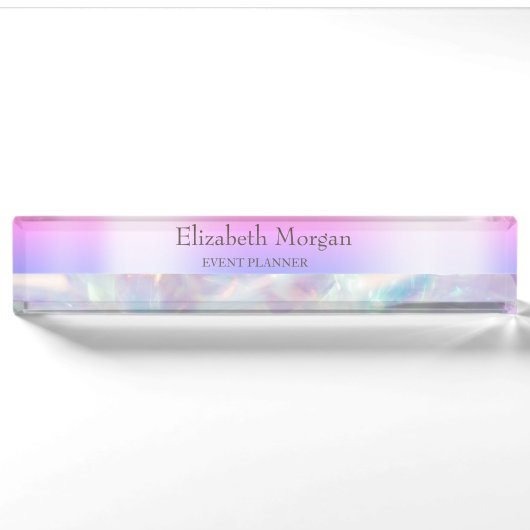 Porte-nom Pour Bureau Violet holographique tendance cool (Devant)