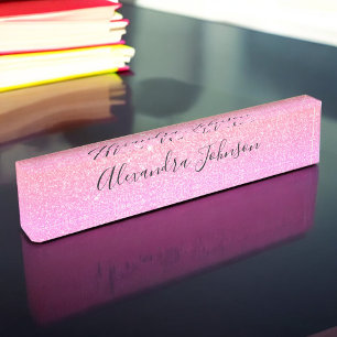 Porte-nom Pour Bureau Violet rose Ombre Parties scintillant Étincelante