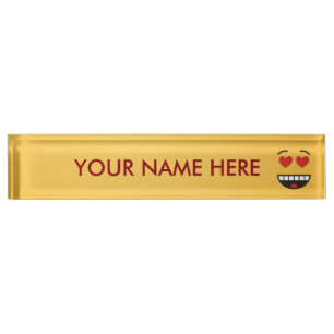 Porte-nom Pour Bureau Visage souriant aux yeux en forme de coeur