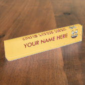 Porte-nom Pour Bureau Visage souriant avec bouche ouverte (Taille)