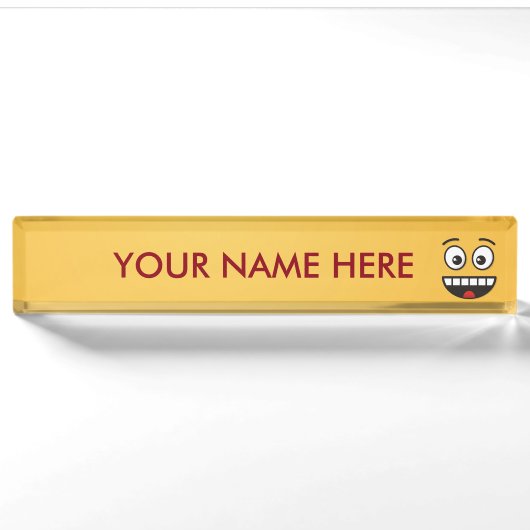 Porte-nom Pour Bureau Visage souriant avec bouche ouverte (Devant)