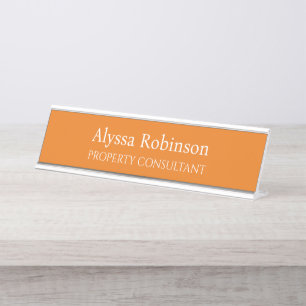Porte-nom Pour Bureau Vivid Orange Professional Desk Name Plate