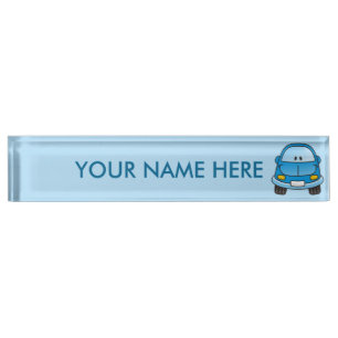 Porte-nom Pour Bureau Voiture de dessin animé bleu