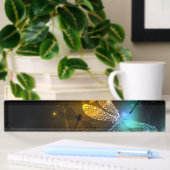Porte-nom Pour Bureau Vol de libellule verte lumineuse