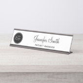 Porte-nom Pour Bureau Votre logo d'entreprise sur Black Circle (Devant)