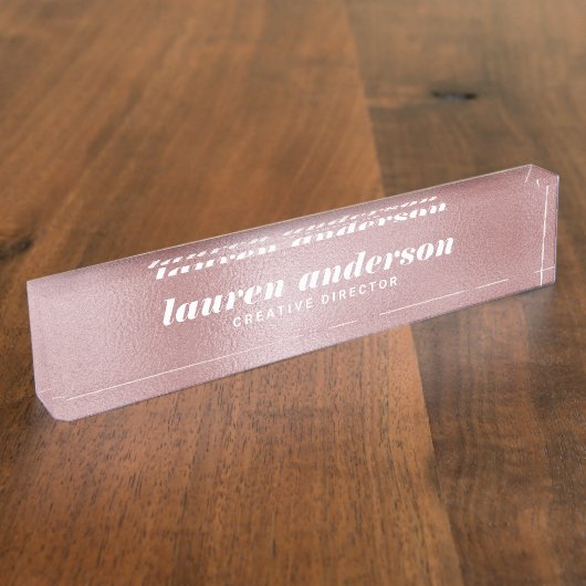 Porte-nom Pour Bureau Votre logo ici Rose Gold (Taille)