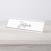 Porte-nom Pour Bureau Votre nom | Script élégant (Devant)