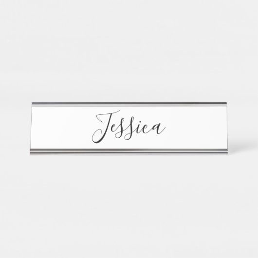 Porte-nom Pour Bureau Votre nom | Script élégant (Devant)