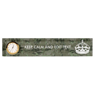 Porte-nom Pour Bureau Votre propre texte Camo numérique Woodland Gardez