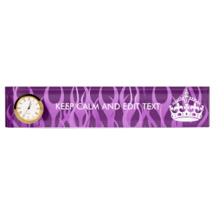 Porte-nom Pour Bureau Votre texte sur Garder le calme sur Purple Racing