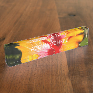 Porte-nom Pour Bureau Vue latérale de l'Hibiscus orange