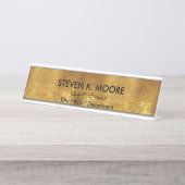 Porte-nom Pour Bureau Weathered Antique Brass Gold + Blk Custom (Devant)
