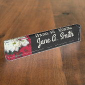 Porte-nom Pour Bureau White and Red Poinsettias (Taille)