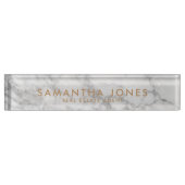 Porte-nom Pour Bureau White Carrara Marble Gold Classic Personalised (Devant)