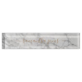 Porte-nom Pour Bureau White Carrara Marble Gold Classic Personalised (Devant)