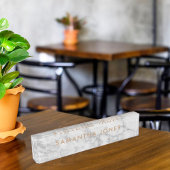 Porte-nom Pour Bureau White Carrara Marble Gold Classic Personalised