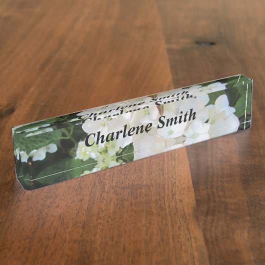 Porte-nom Pour Bureau White Hydrangeas (Taille)