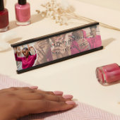 Porte-nom Pour Bureau White Modern Photo Collage Script Calligraphie Nom