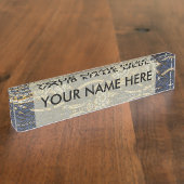 Porte-nom Pour Bureau William Morris Tulip Willow Blue Motif (Taille)