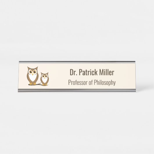 Porte-nom Pour Bureau Wise Owl Professeur de philosophie (Devant)