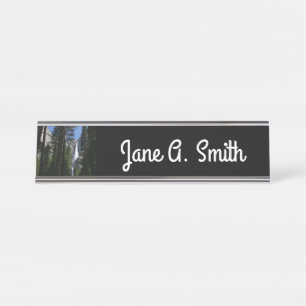 Porte-nom Pour Bureau Yosemite Falls et Woods Paysage Photographie