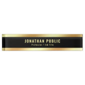 Porte-nom Pour Bureau Your Custom Text Elegant Template Black And Gold (Devant)
