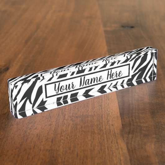 Porte-nom Pour Bureau Zebra Stripes (Taille)