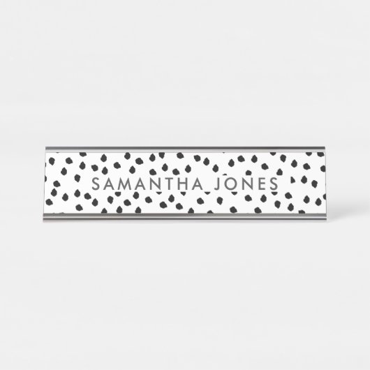 Porte-nom Pour Bureau Zones Dalmatiennes Noir et Blanc Simple moderne (Devant)