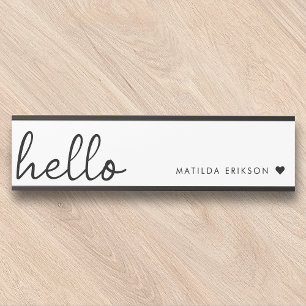 Porte-nom Pour Porte Allo minimal Coeur moderne propre blanc simple