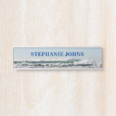 Porte-nom Pour Porte Beach Ocean Wave Nom monographique Cool bleu eau (Devant)