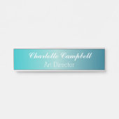 Porte-nom Pour Porte Blanc Sur Bureau Turquoise (Devant)