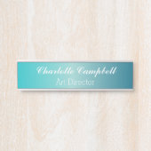 Porte-nom Pour Porte Blanc Sur Bureau Turquoise (Devant)
