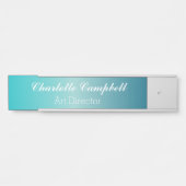 Porte-nom Pour Porte Blanc Sur Bureau Turquoise (Devant)