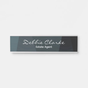 Porte-nom Pour Porte Bleu gris des vagues motif