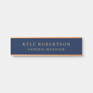 Porte-nom Pour Porte Blue Gold Professional Nom personnel tendance