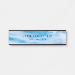Porte-nom Pour Porte Blue Sky Clouds Moderne Simple Élégant Modèle