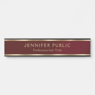 Porte-nom Pour Porte Bureau à domicile élégant noir et or texte École