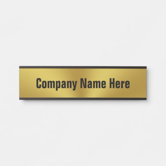 Porte-nom Pour Porte Bureau d'affaires Faux Gold Black Text (Devant)