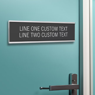 Porte-nom Pour Porte Bureau de base avec 2 lignes de texte - Blanc noir