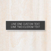 Porte-nom Pour Porte Bureau de base avec 2 lignes de texte - Blanc noir (Devant)